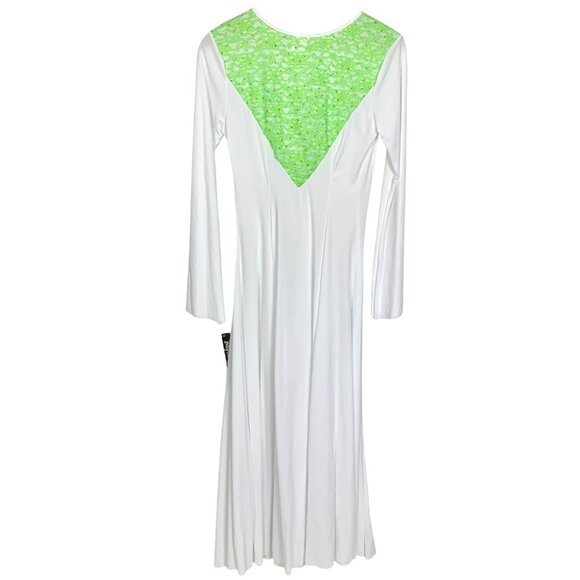 Body Wrappers Praise Dance Dress M White Green Praise Liturgical Worship White - Picture 6 of 12